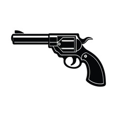 Vintage Revolver Illustration Classic Western Handgun Silhouette