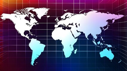 Obraz premium Abstract World Map with Grid Lines and Colorful Background Design