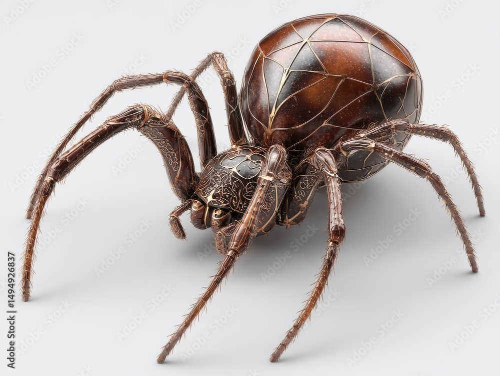 Poster highly detailed close-up of intricate spider figure with unique design