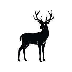 Majestic Silhouette of a Deer Elegant Black and White Wildlife Illustration