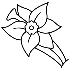 Single Line Art of Daffodil – Detailed Stem and Leaf Design for Nature Projects