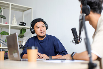 Two Content Creators Recording an Internet Podcast for Their Social Media Channel