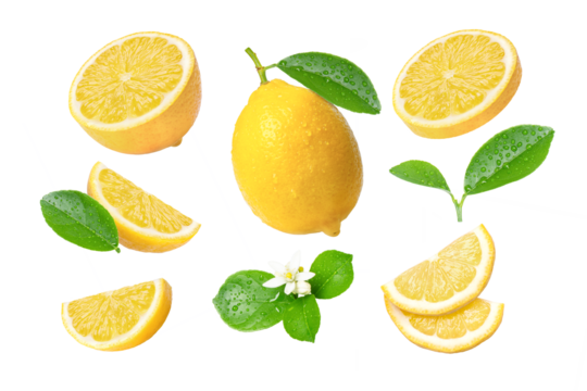 set of lemon fruits isolated