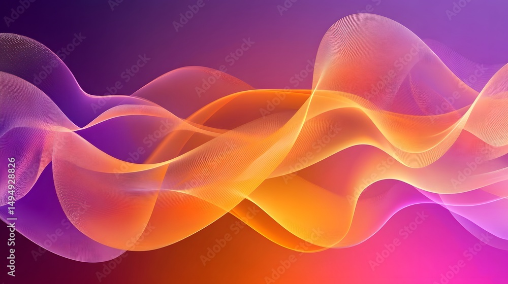 Poster abstract wavy lines in vibrant gradient colors, a representation of energy and motion, ideal for mod
