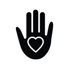 Open Hand with Heart Symbol of Love, Care, and Compassion