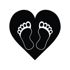 Heart Shape with Baby Footprints Symbol of Love and New Life
