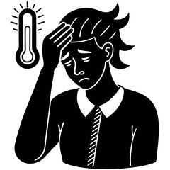 Sneezing or Sick Person with Virus Symptoms – Solid Black Icon