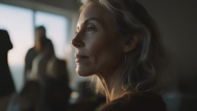 A splitscreen image shows an individual at different life stages with the AGI in the background curating these moments into a cohesive narrative that draws connections and imparts wisdom.