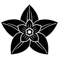 Solid Black Daffodil Flower – Floral Vector for Stock Design