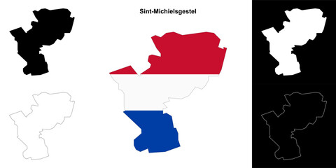 Fototapeta premium Sint-Michielsgestel blank outline map set
