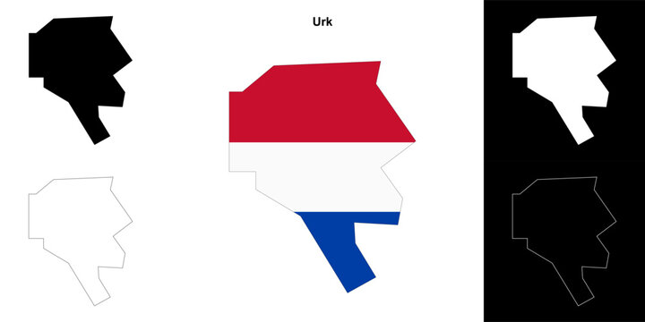 Urk blank outline map set