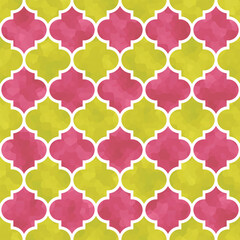 Moroccan tile background texture pattern, exotic, watercolor, modern yellow red / 異国情緒溢れるモロッカンタイル 背景素材 テクスチャ 模様 エキゾチック 水彩 モダン 黄色 赤