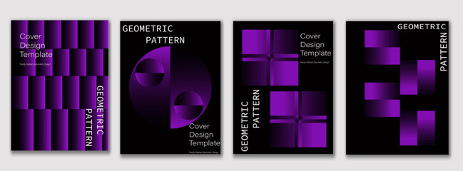 Modern gradient poster background vector set. Minimalist cover template with halftone collection. Ideal design for social media, cover, banner, flyer. 