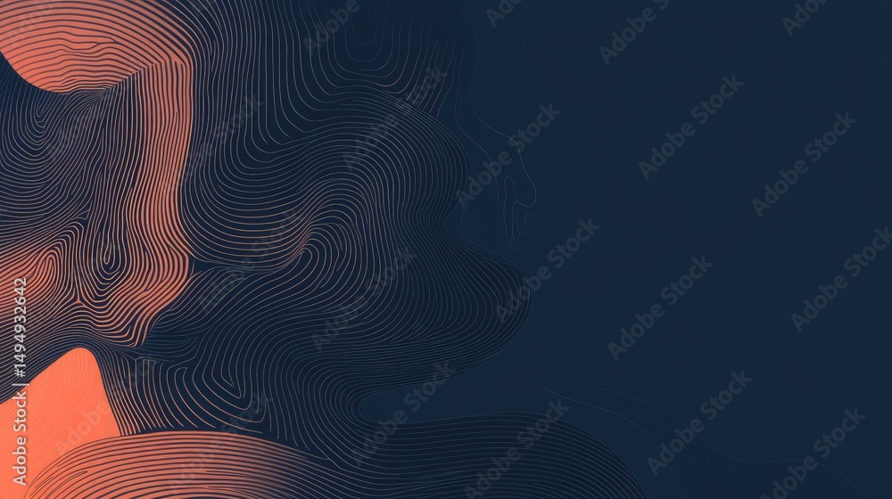 Poster abstract design with layered lines and muted colors.