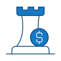 Strategy Blue Line Icon. Funding, Economy, Investment, Payment, Banking, Money, Investor Icons. Editable Stroke Vector Illustration