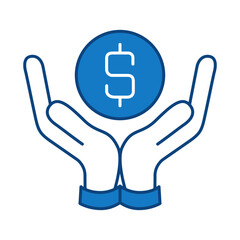 Save Money Blue Line Icon. Funding, Economy, Investment, Payment, Banking, Money, Investor Icons. Editable Stroke Vector Illustration