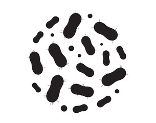 Circular Pattern of Black Microbes or Bacteria, Simple and Stylized Illustration Representing Microorganisms and Biological Design. Perfect for Medical, Science, and Health-Related Projects.