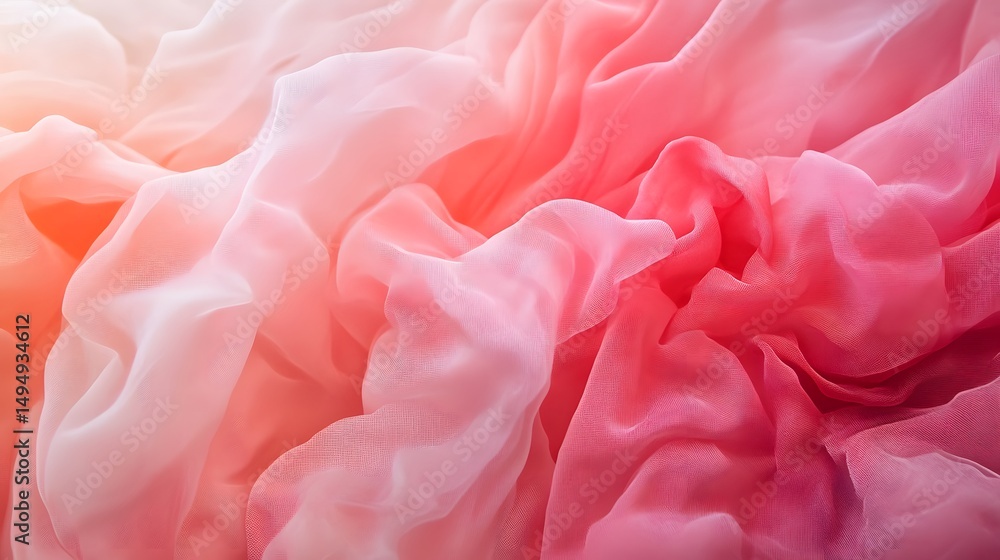 Aufkleber delicate and flowing fabric in gradient shades of pink and orange, creating a soft and ethereal aest