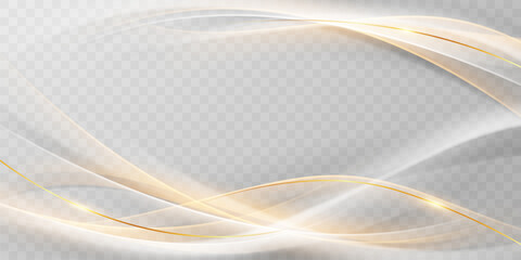 Gray and white watercolor abstract wave background with luxury golden elements vector illustration.