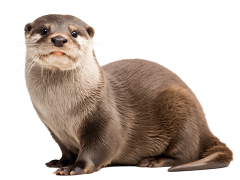 A photo of a otter, isolated on a white background PNG