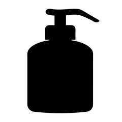 Black silhouette of a soap or lotion dispenser bottle with pump