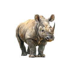 Obraz premium Young White Rhinoceros on a transparent background