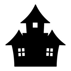Black Silhouette of a Spooky Haunted House for Halloween Celebration