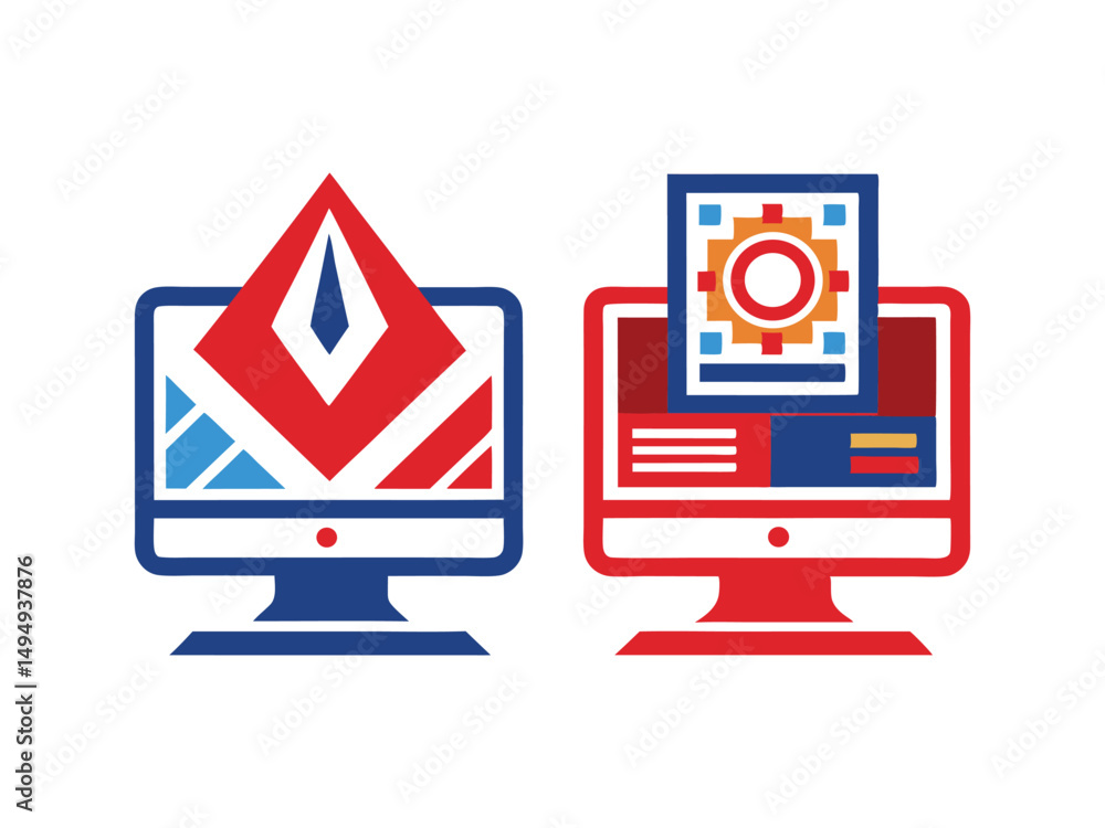Fototapete Abstract computer screen designs for technology and web development
