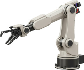 Advanced Robotic Arm Technology Beige Industrial Robot Arm with Gripper Close Up
