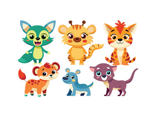 Adorable cartoon animal characters set for kids
