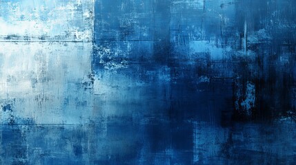 Obraz premium Abstract painting featuring shades of blue and white with visible brushstroke textures and patterns