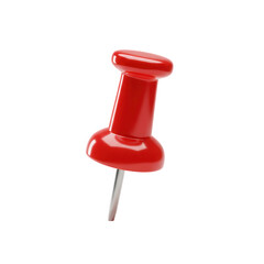 Shiny red push pin close up isolated on transparent background