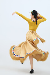 Beautiful dancers performing traditional Tibetan Guozhuang dance in Tibet, China