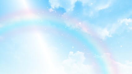 The vast blue sky and clouds sky. Blue rainbow sky background.