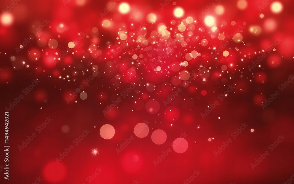 Poster red festive background with sparkling lights and bokeh