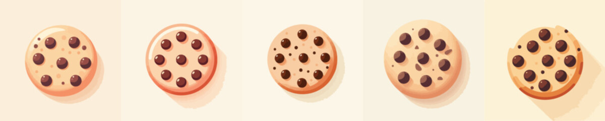  Cute Chocolate Chip Cookie Illustration - Cartoon Dessert Icon
