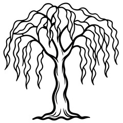 Willow Tree Simple Outline Vector – Clean Design for Nature Concepts