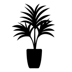 Elegant Indoor Palm Plant in Black Silhouette for Decor and Design