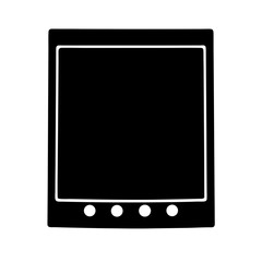 Isolated black and white vector illustration of tablet or handheld device