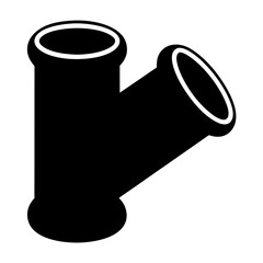 Isometric vector image depicting a black Y branch pipe on white background