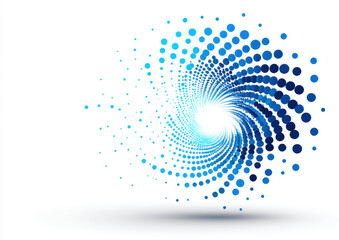 Vibrant swirl of blue dots creates dynamic spiral pattern, evoking sense of movement and energy. This abstract design can be used in various creative projects