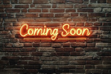 Obraz premium Coming soon neon sign on brick wall
