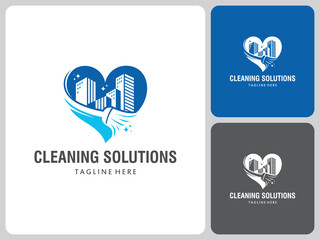 building glass cleaning solution logo vector design