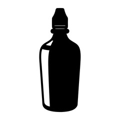 Isolated Black and White Bottle Icon, Liquid Container for Medicine or Chemicals