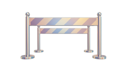 Isolated Silver Stanchions and Velvet Ropes Barrier