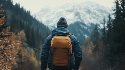 Hiker in mountain scenery