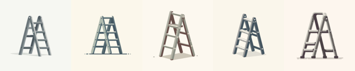 Foldable Step Ladder Vector Illustration – Minimalist Clipart for Construction, Home Renovation, and DIY Projects
