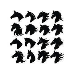 Collection of Horse Head Silhouettes 16 Unique Designs for Logos, Branding, and Art