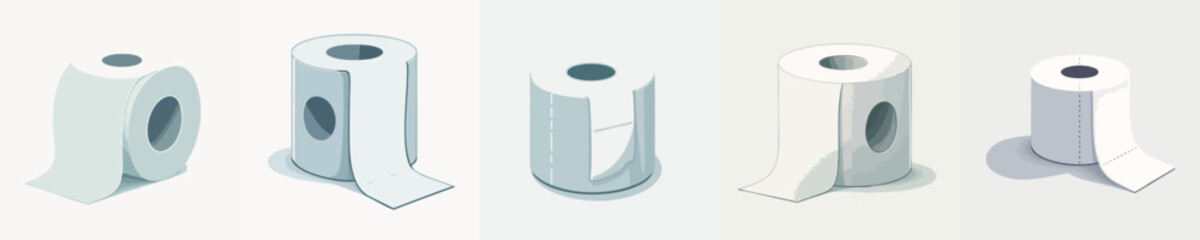 Toilet Paper Roll Vector Set Clean Minimal Style Bathroom Hygiene Essential Clipart for Packaging, Print, and Digital Use
