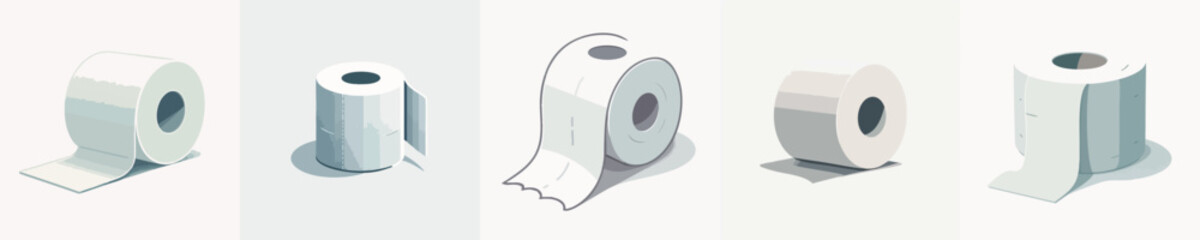 Toilet Paper Roll Vector Set Clean Minimal Style Bathroom Hygiene Essential Clipart for Packaging, Print, and Digital Use
